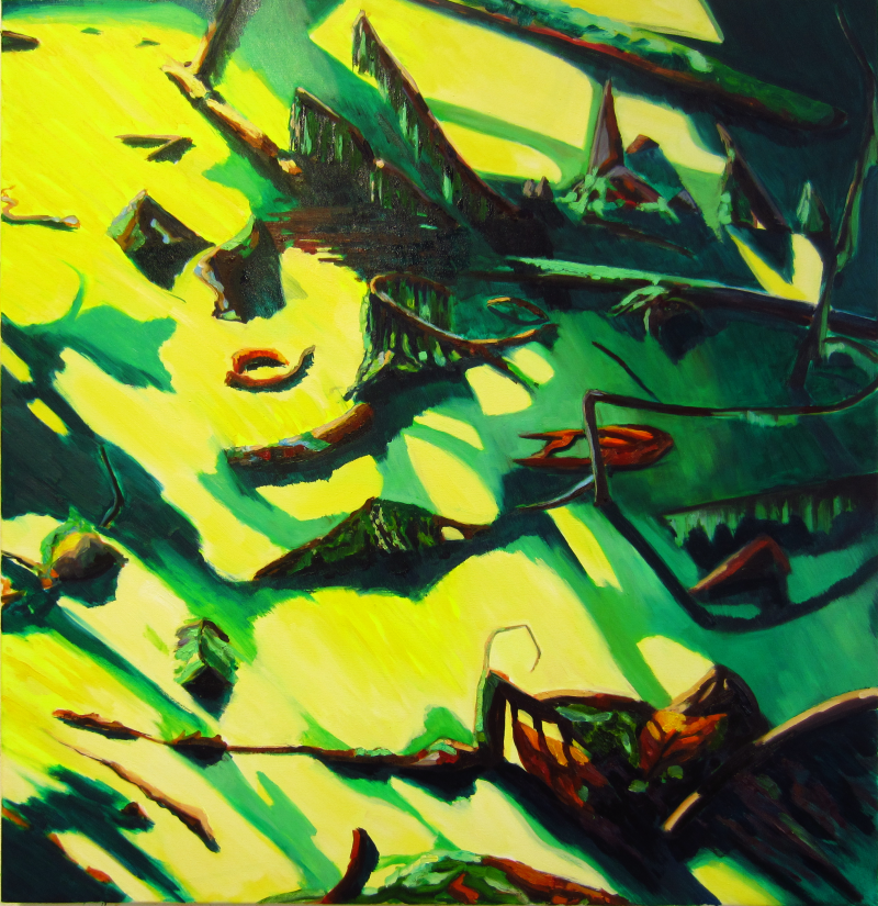 Awakes the painted tribes of light, Olieverf op doek, 95 x 100 cm, 2016, Bernice Art collectie