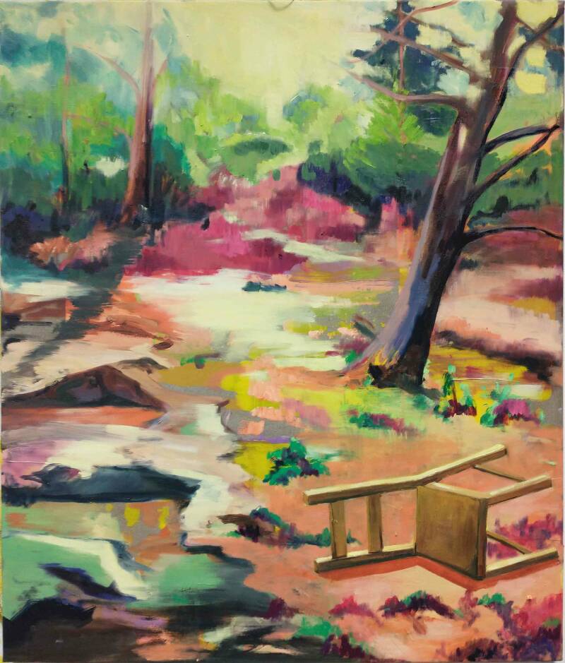 Obstakel, Acryl en olieverf op canvas,100 x 110 cm, 2021, Privé Collectie