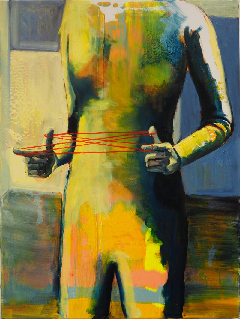 In de knoop, Olieverf en acryl op doek 60 x 80 cm, 2020, Privé Collectie