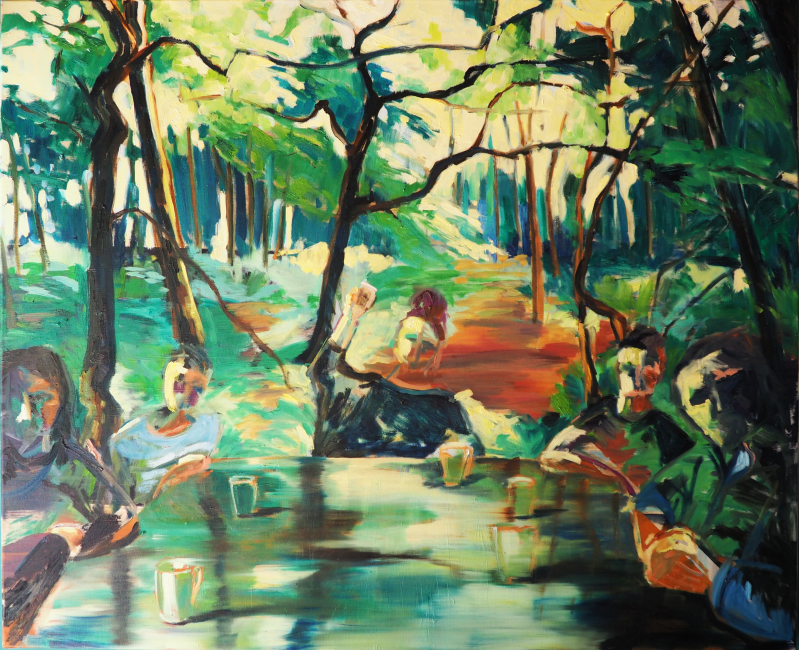 Mad tea party, Oil on canvas, 110 x 70 cm, 2019, Private collection