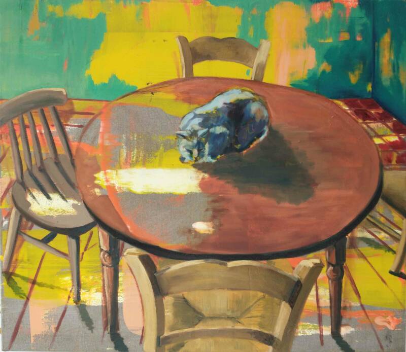 Middenin, 60 x 50 cm, Olieverf en acryl, 2021, Privé Collectie