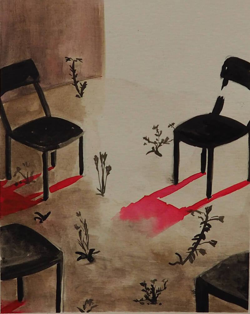 Ecoline en inkt op papier, 16,5 x 20 cm, 2020