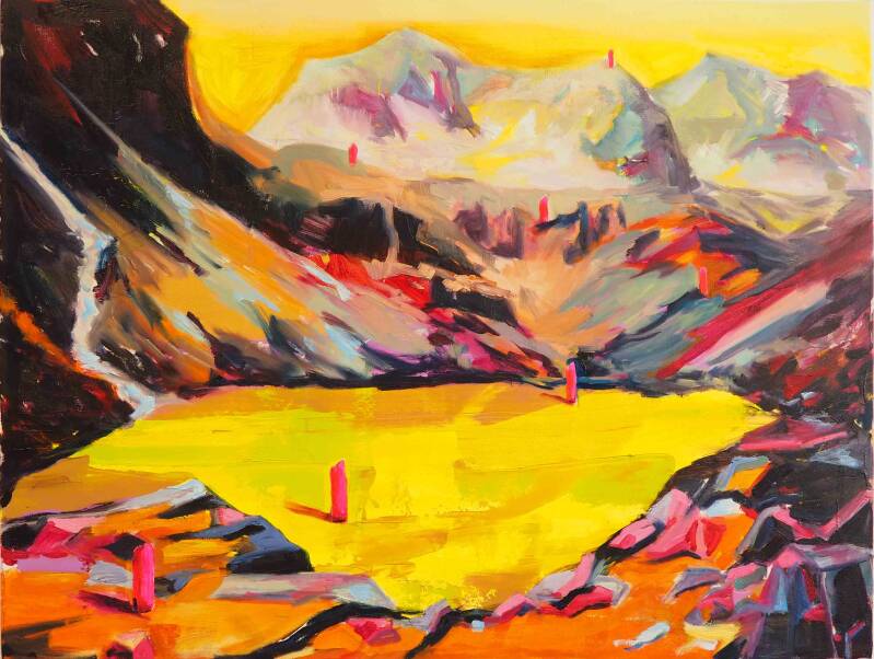 Alle rivieren stromen naar de zee, acryl en olieverf op doek, 80 x 60 cm, 2022