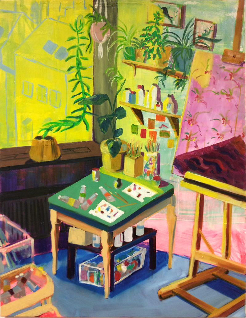 Atelier, acryl en olieverf op doek, 70 x 90 cm, 2023, Privé Collectie