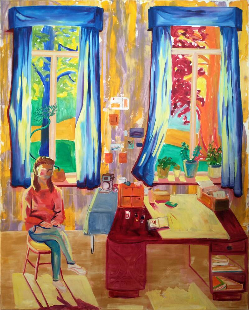 Atelier Blydhove, acryl en olieverf op doek, 120 x 150 cm, 2023