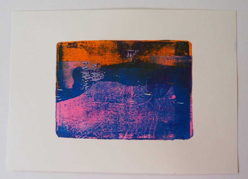 Bed, Monotype in acryl op papier, 21 x 29,7 cm, 2026