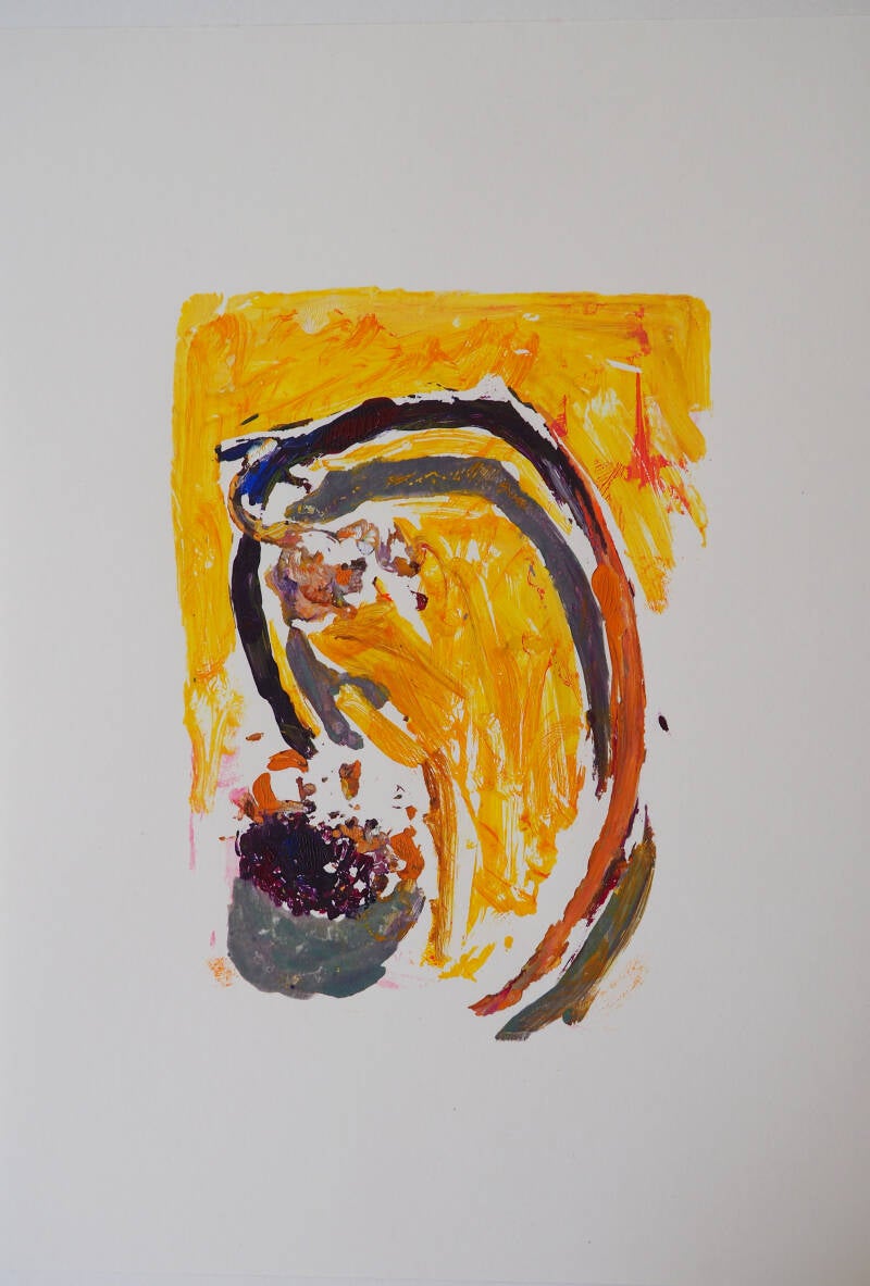 Gebogen, 21 x 29, 7 cm, monotype in acryl, 2025