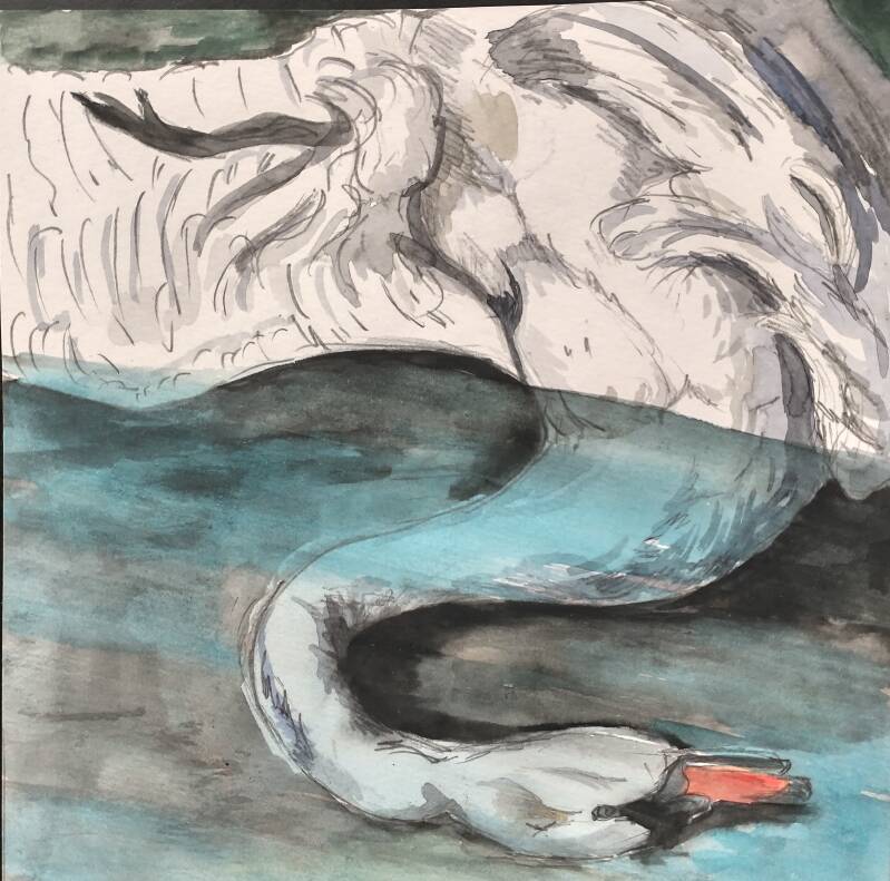 Ecoline en inkt op papier, 15 x 15 cm