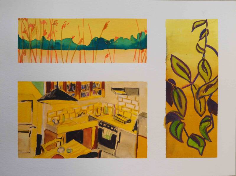 Keuken, 24 x 32 cm, ecoline en inkt op papier, 2022