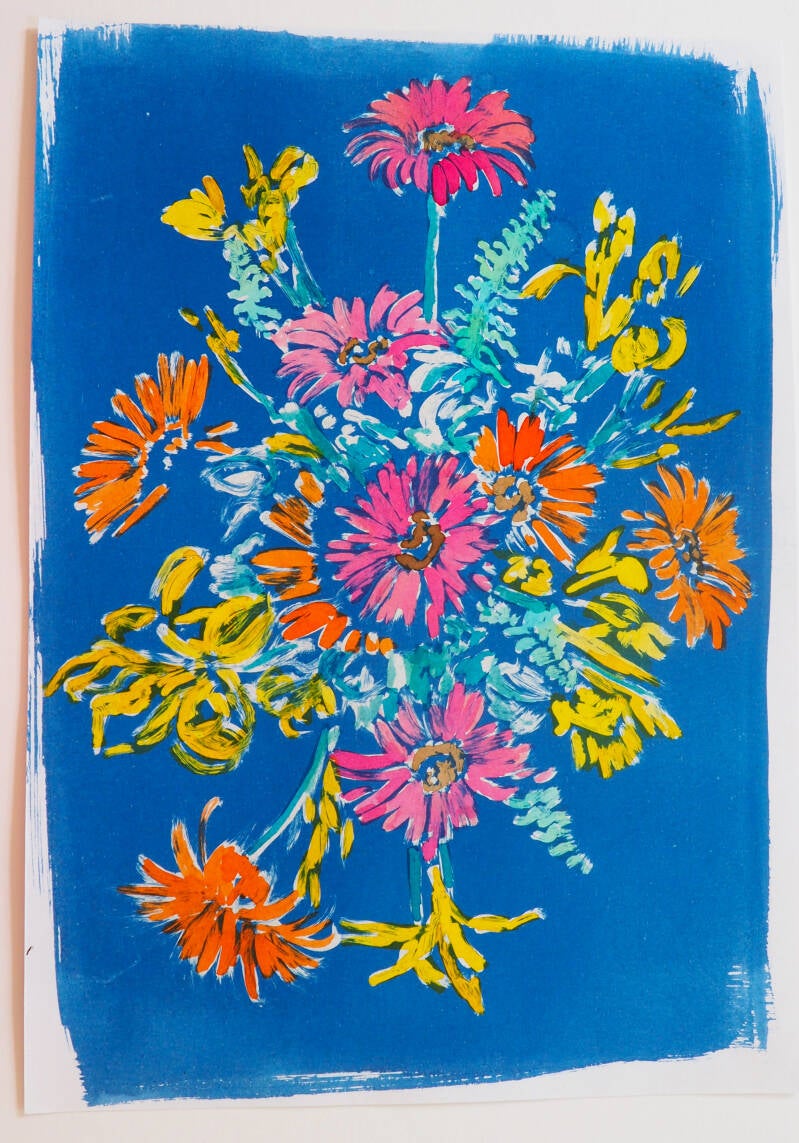 Koekedoos, cyanotype en ecoline op papier, 21 x 29,7 cm, 2026