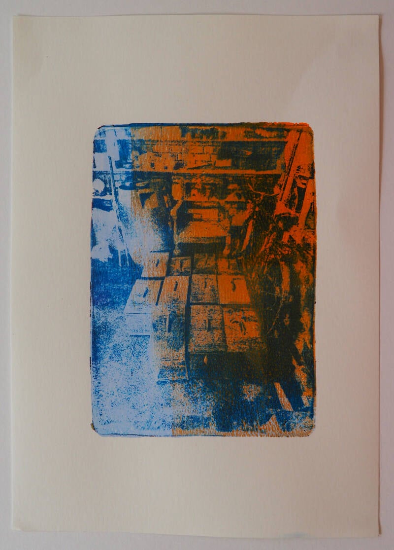 Kot, monotype in acryl op papier, 21 x 29,7 cm, 2026