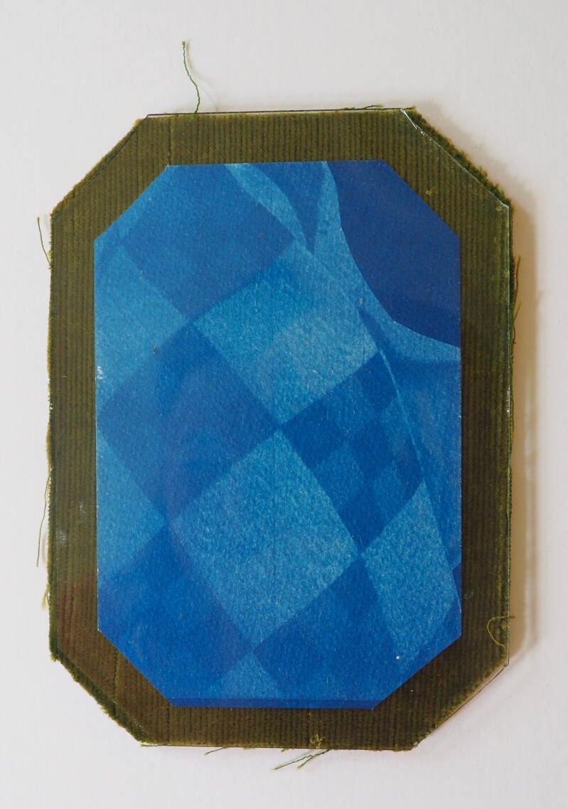 Patchwork, met frame, cyanotype op papier, 10 x 15,3 cm, 2026