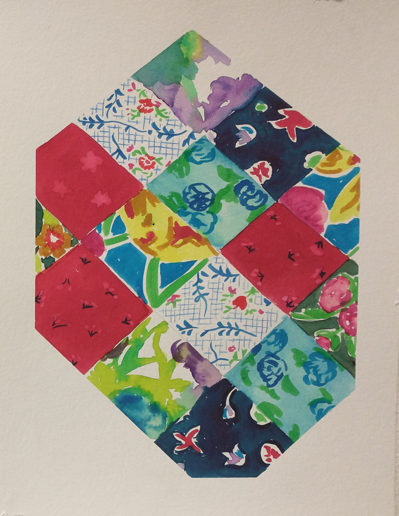 Patchwork, Colorpencil and watercolor on paper, 24 x 32 cm, 2022,  Private Collection