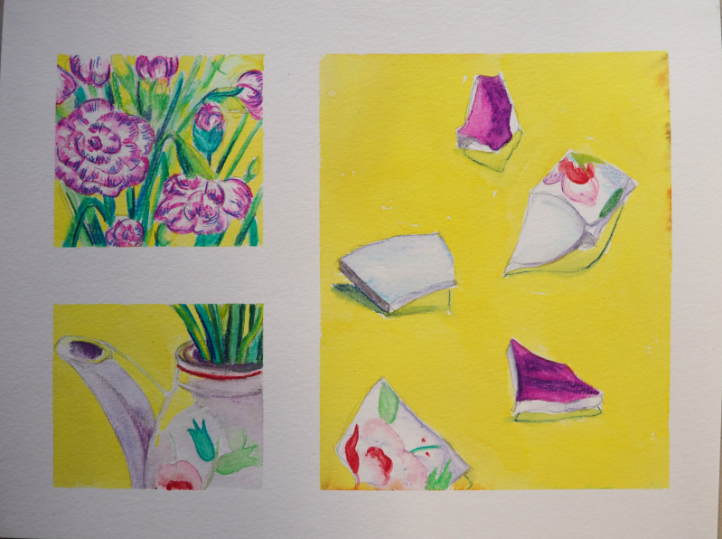 Scherven, aquarelpotlood op papier, 24 x 32 cm, 2022