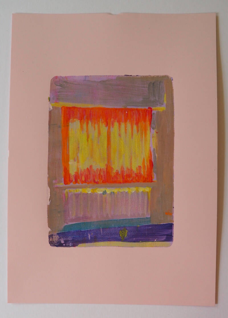 Slaapkamerraam, monotype op papier, 21 x 29,7 cm, 2026