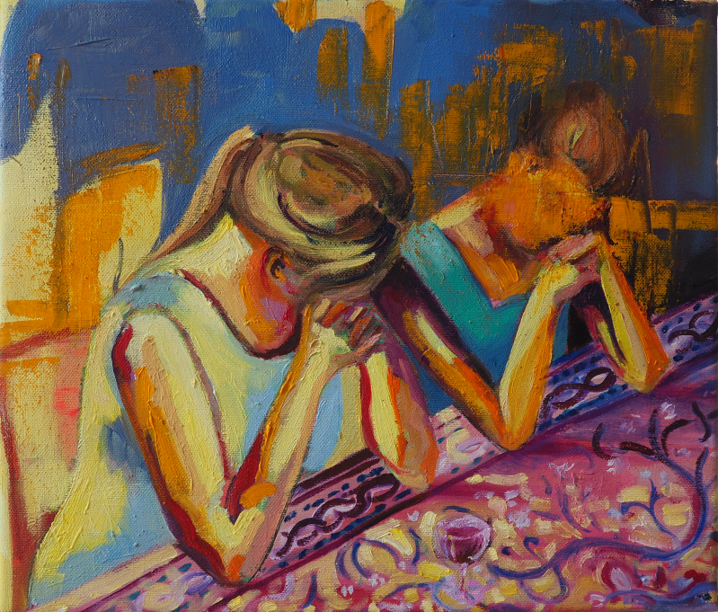 Sociale verplichtingen, acryl en olieverf op doek, 2023, Privé Collectie