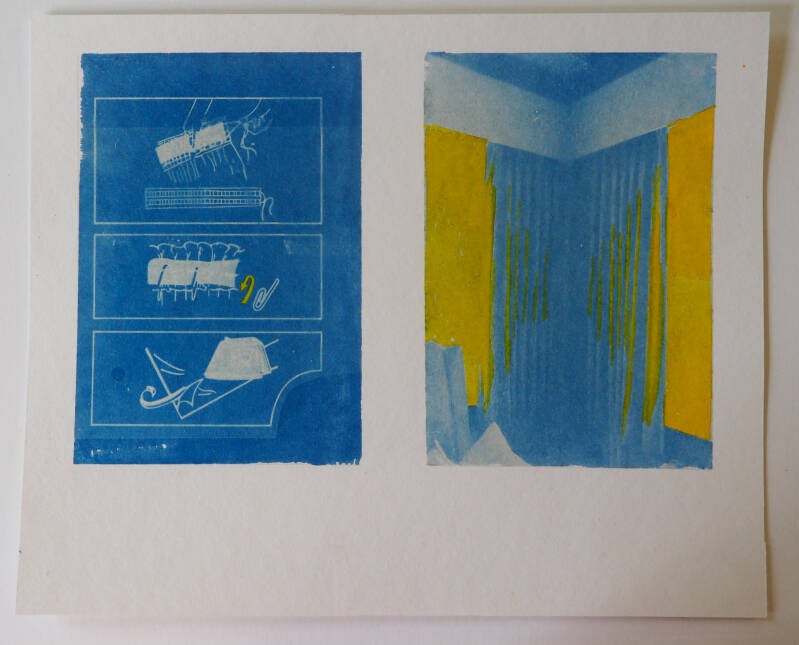 Symmetrie, cyanotype en ecoline op papier, 29,6 x 24 cm,2026
