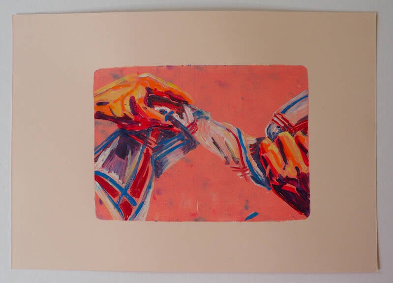 Uitwringen, monotype in acryl op papier, 21 x 29,7 cm, 2026