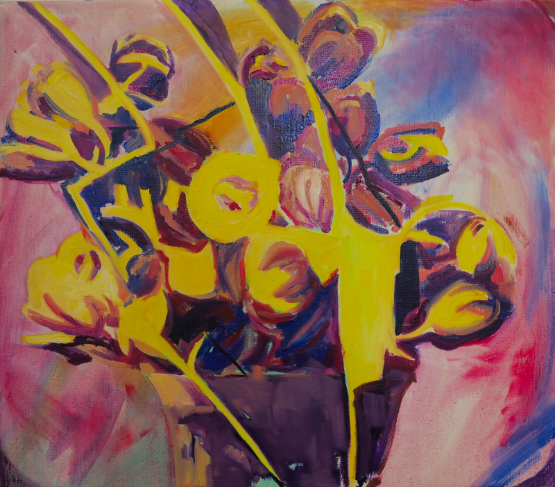 Versplinterd, 50 x 45 cm,Olieverf op doek, 2024