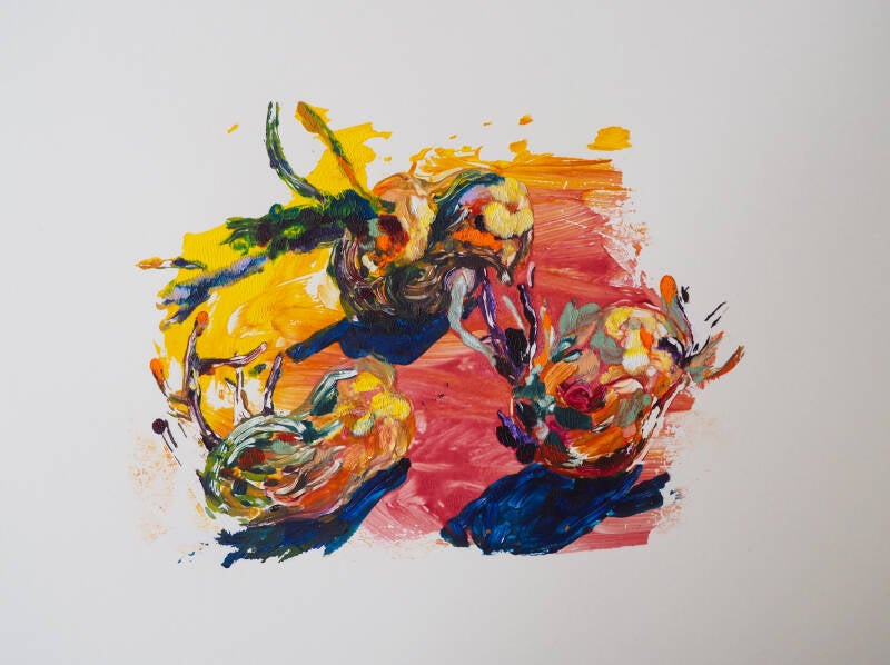 Verzameling opschieten,21 x 29,7 cm, Monotype in acryl, 2025