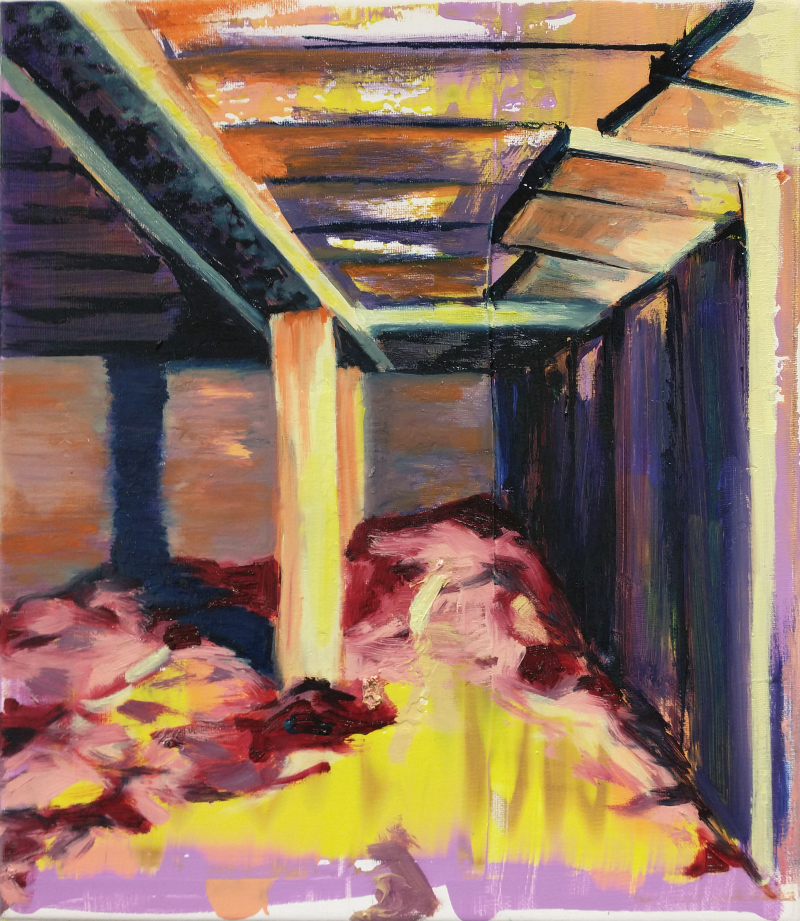 Zonnebeke, acryl en olieverf op doek, 35 x 40 cm, 2022