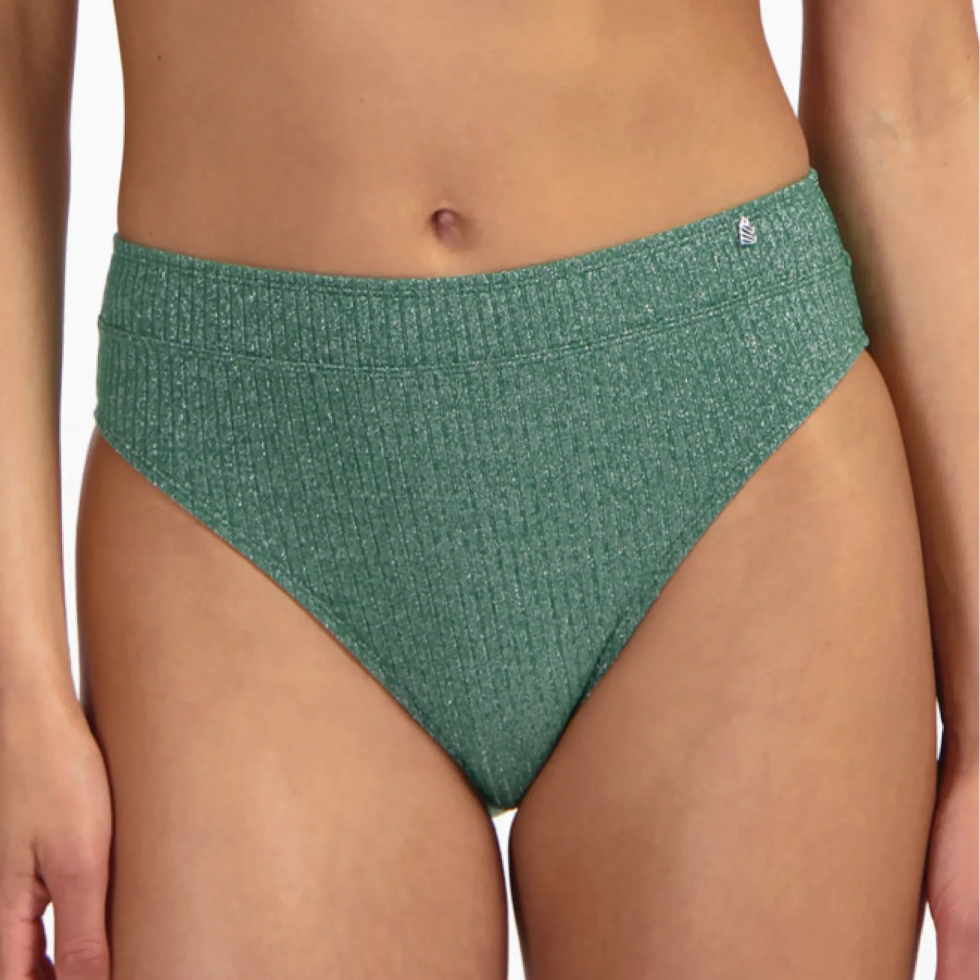 Beachlife Bikini Slip 'Highwaist' Green Glitter