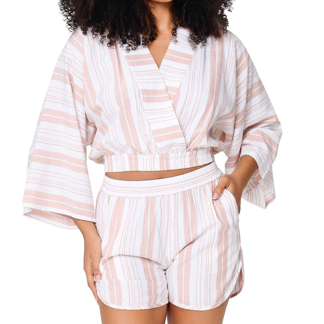 LingaDore Set Top & Short Beige Streep