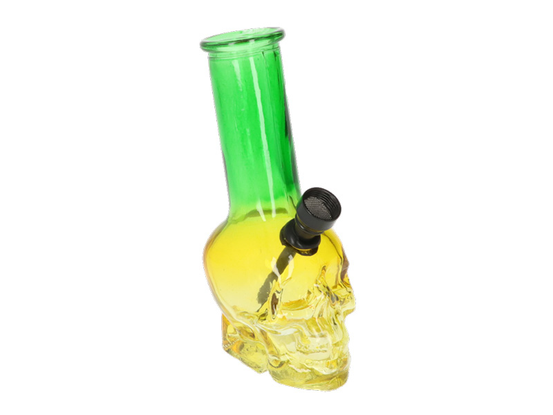 Glasbong "Skull" versch. Farben transp., Höhe 14,5cm