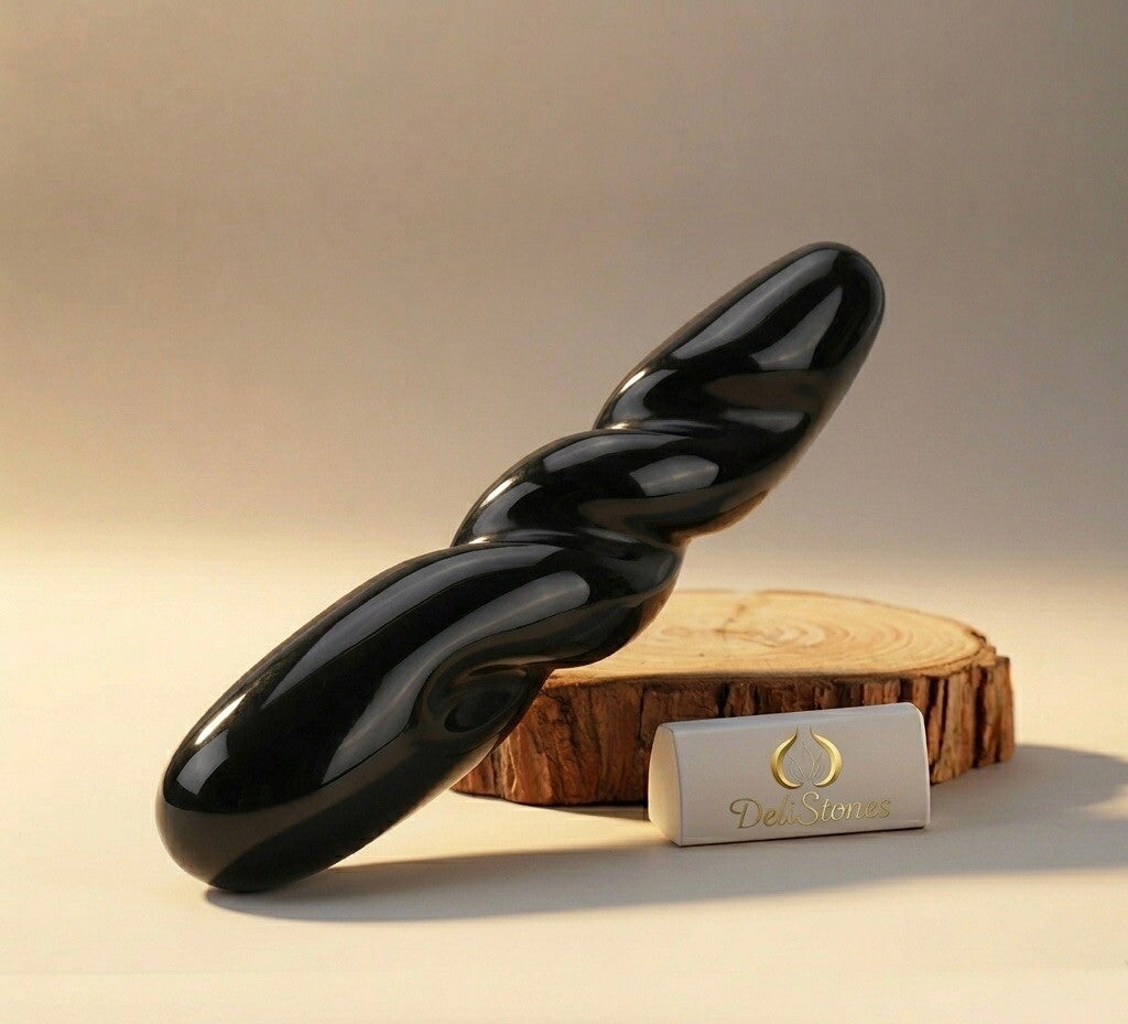 Sculptural wand - black obsidian