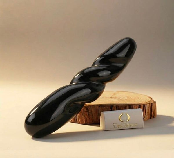 Sculptural wand - black obsidian