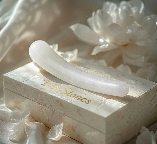 Curved wand - white jade