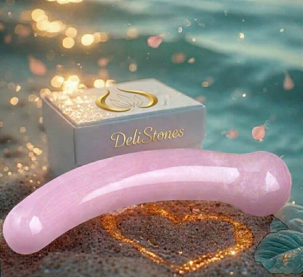 Sculptural curved wand - rose quartz