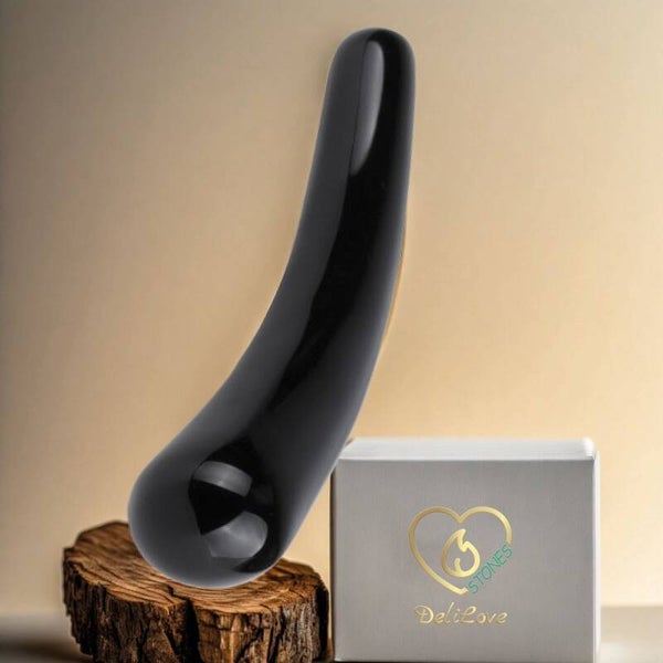 Curved wand - black obsidian