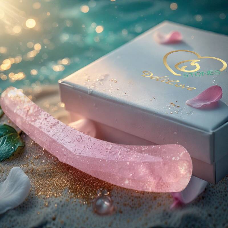 Curved wand - rose quartz