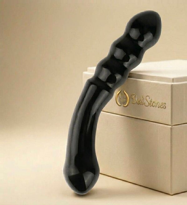 Two-headed wand - black obsidian