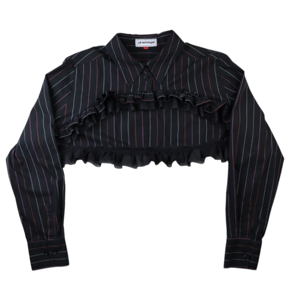 Black/ multicolor bolero top with ruffles and bows - size 46