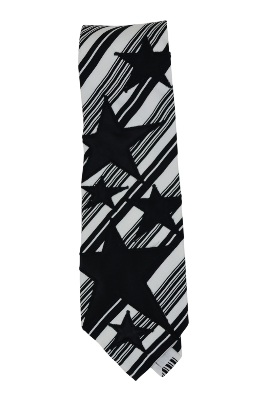 Black and white striped star tie