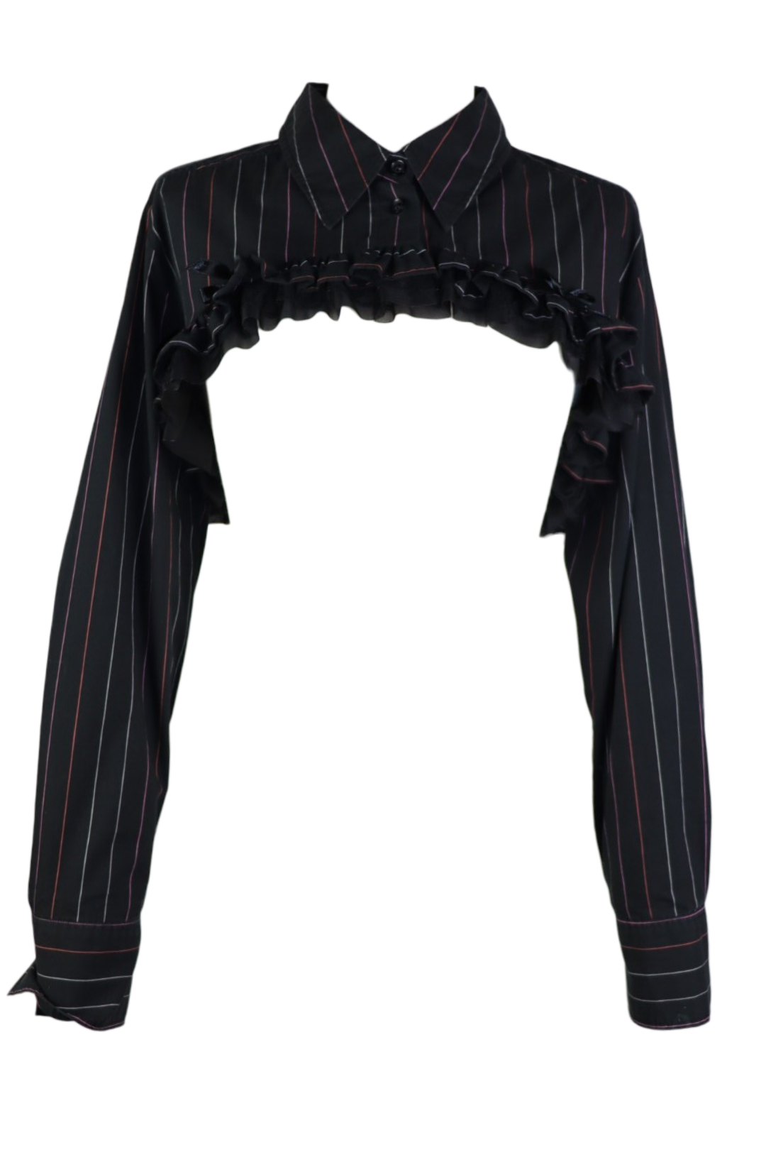 Black/ multicolor bolero top with ruffles and bows - size 46
