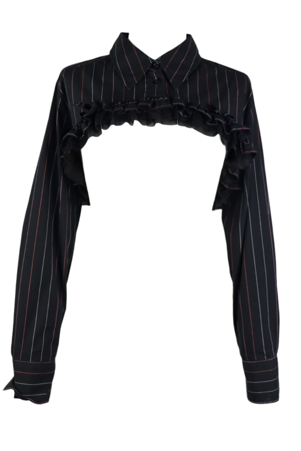 Black/ multicolor bolero top with ruffles and bows - size 46