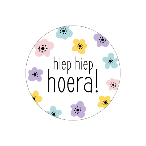 Kadosticker Hiep Hiep Hoera Bloemetjes - 5 stuks