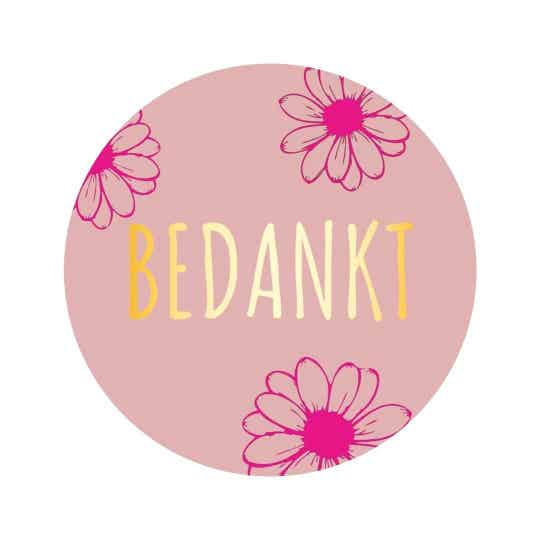 Kadosticker Roze Bedankt - 5 stuks