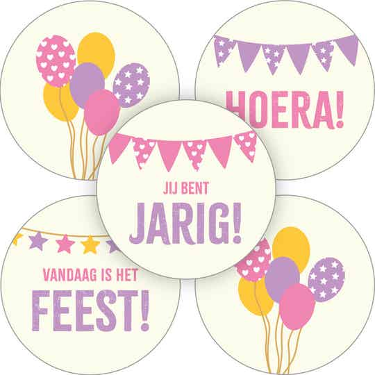 Kadostickers Assorti Jarig - 5 stuks
