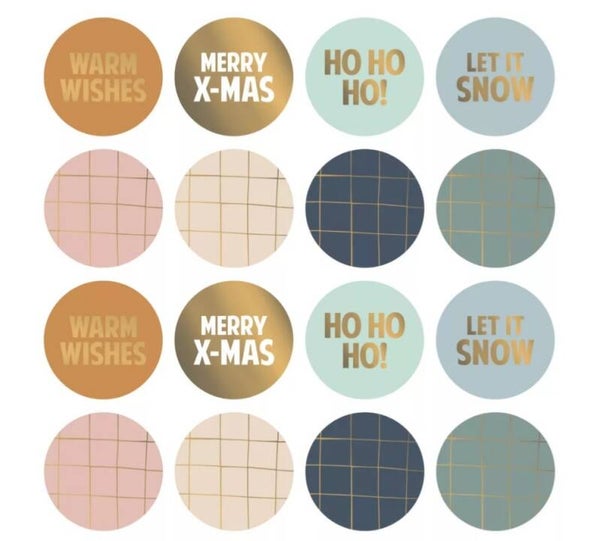 Kadostickers Kerst Tekst Assorti Kleur - 8 Stuks