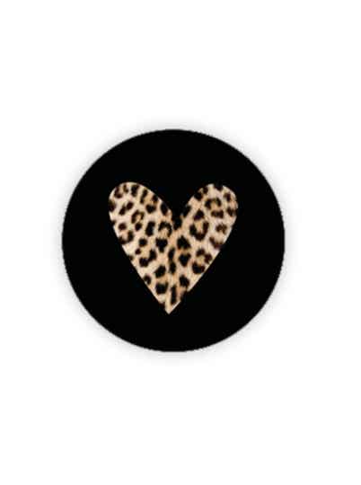 Kadostickers Zwart Met Panter Hart - 5 stuks