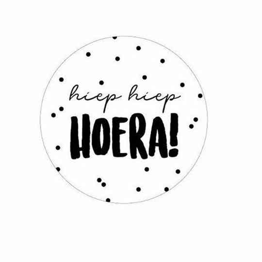 Kadosticker Hiep Hiep Hoera Wit - 5 stuks