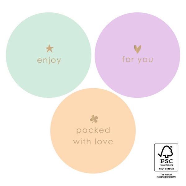 Kadostickers Pastel Text Assorti - 6 stuks