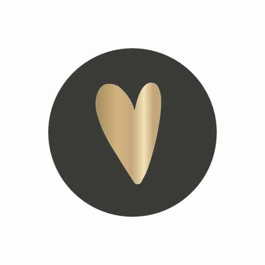 Kadostickers Heart Zwart / Goud - 5 stuks