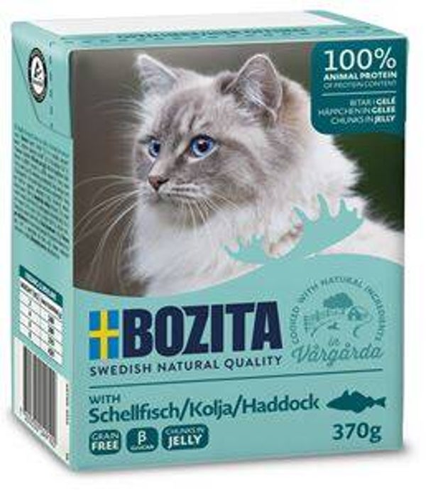 6x Bozita Tetra Feline Schelvis hapjes in gelei 370gr