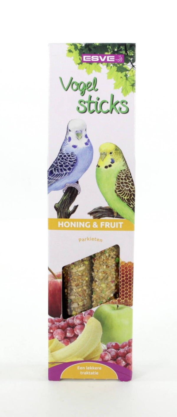 Vogelsticks Parkiet Honing en Fruit 2st