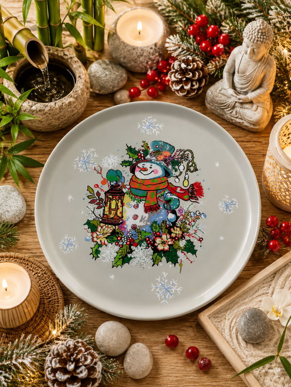 Assiette à Pizza Bonhomme de neige de noel